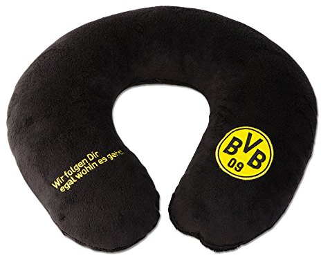 Borussia Dortmund Unisex Bvb nakkepude Nackenkissen, Schwarz/gelb, 34 x 31 5 cm EU