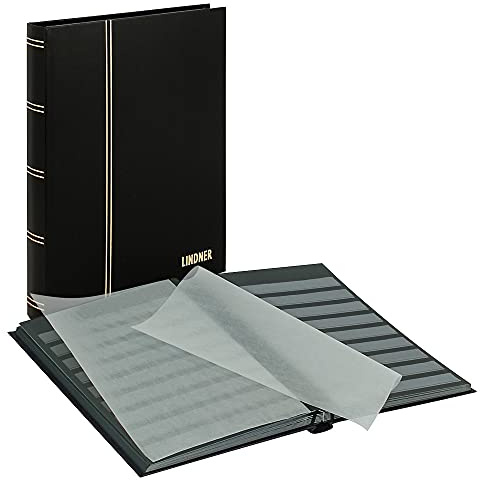 LINDNER Das Original Einsteckbuch Standard, schwarz, unwattiert, 32 Schwarze Seiten, durchgehende Klarsichtfolien-Streifen, 230 x 305 mm