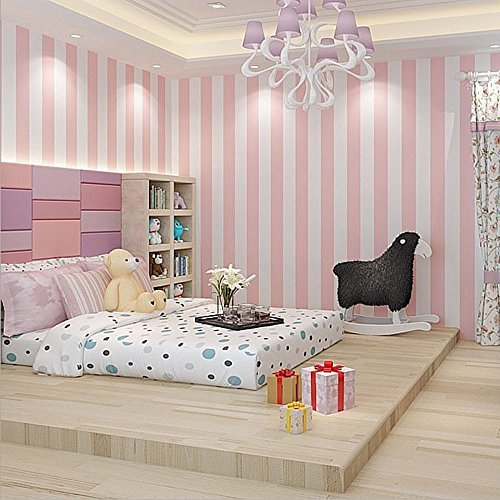 KeTian Papel tapiz pared con diseño de rayas de estilo europeo moderno minimalista lujoso no tejido y es ideal para el salón o la habitación sin tejer Pink Red 0.53m x10m=5.3m²