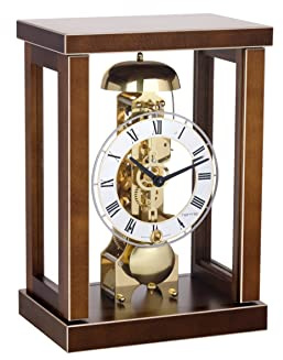 Hermle 23056-030791 Tischuhr in puristischem Design Nussbaum Braun 18,5cm x 26,5cm x 12,5cm