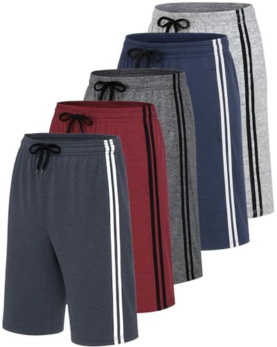 Herrshorts i 5-pack, aktiv, snabbtorkande Dry Fit, träning, löpning, gym, vardagsshorts med fickor, i bulk, XL