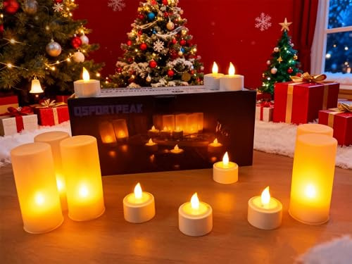 Set di 12 candele a LED ricaricabili a LED Tealight candela senza fiamma,USB Ricaricabile Illuminazione d'Atmosfera Romantica Decorazione per Party Festa Bar Caffetteria Casa, Ideale Regalo Natalizio