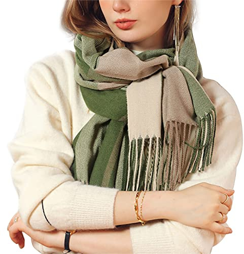 Bakicey Damen Schal XXL Warm Weich Strickschal Karo Winterschal Herbstschal Wolleschal Frauen Deckenschal Halstuch Scarf Poncho Cape
