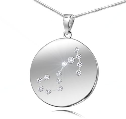 Sterling Silver Necklace With Scorpio Zodiac Pendant And Adjustable Snake Chain