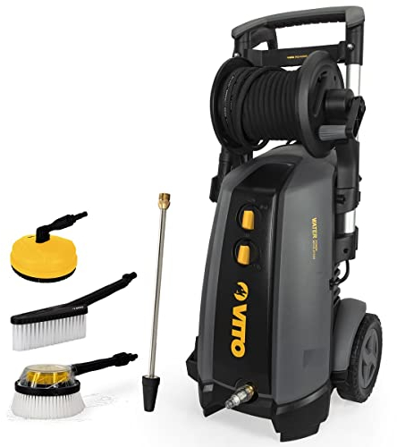 VITO - Pulitore ad alta pressione 180 bar WR4 3000 W motore induzione tubo 8 m Lancia Turbo + 3 spazzole serbatoio detergente integrato