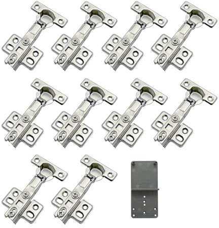 LOOTICH 90 Grad Mittelanschlag 26 mm Soft Close Hydraulisch Scharnier Automatikscharniere mit Integriertem Dämpfer Schranktür Scharniere Topfscharnier für Küchenschrank Kleiderschrank 10 Stück