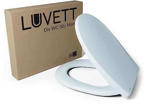 LUVETT® WC-Sitz mit Absenkautomatik C100 oval universell, Toilettendeckel mit 3 Edelstahl Montagelösungen, Klodeckel abnehmbar, Farbe:Crocus Blau