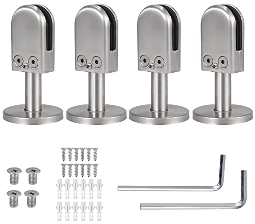 Proster 4 STÜCKE Edelstahl 304 Glasklemme S Größe Unterstützt 6-8 mm Dickes Glas mit 40mm Stützhalterung für Bodenmontage Bodenmontage Treppengeländer Balustradengeländer