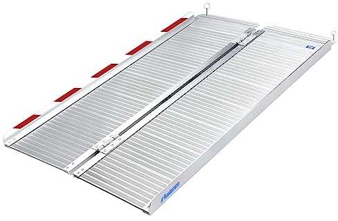 LIEKUMM Rollstuhlrampe Klappbar, 121 cm Rollstuhlrampe für Treppen, 300 kg Tragkraft Rampen für Rollstühle & Scooter, Aluminium Treppenrampe für Rollstuhl, Stufen, Bordsteine, Kinderwagen