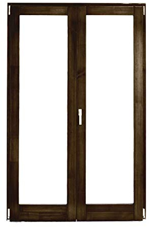 Porta Finestra 2 Ante In Legno con Anta Ribalta - Verniciato in 6 colori a scelta - Vetrocamera bassoemissivo e antinfortunio - 4 Misure a scelta (1120x2155 (Destra), T21 Noce Brennero)