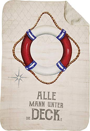 osters muschel-sammler-shop Kuscheldecke ┼ Tagesdecke ┼ Flecedecke Rettungsring Welcome on Bord - superweich und angenehm - waschbar (Decke)