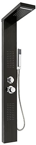 meihe Colonne de douche,Système de douche Panneau en Acier Inoxydable avec jets de massage,Douchette à main,Cascade et douche effet pluie,Avec pommeau de douche - jet de massage,15 * 47 * 130cm