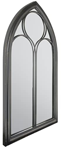 MirrorOutlet Milton Manor Black Rustic Chapel Window Design Garden Outdoor Wall Mirror 3ft8 x 2ft 112cm x 61cm, GMA007-M
