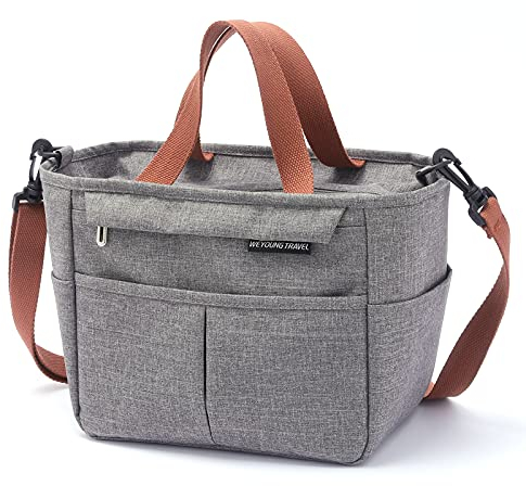 MCXKJ Borsa Termica Porta Pranzo, Portatile Borsa Frigo, Borsa Pranzo al Sacco Impermeabile Lunch Bag per Uomo/Donna/Bambino, Borsa Portapranzo per Ufficio, Scuola e Picnic (Grigio)