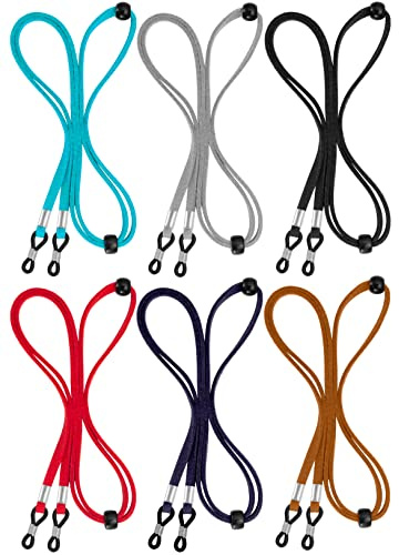 BILIONE 6 Stück Brillenband, 70cm Brillenkette aus Leder, Einstellbarer Brille Cord, Unisex Brillengürtel für Damen Herren, Kompatibel mit Brille Sonnenbrille Lesebrille, Mehrfarbig