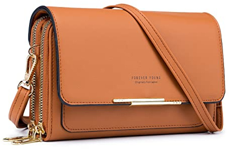 Roulens Sac pour téléphone portable, petit sac à bandoulière pour femme, sac bandoulière croisé en cuir PU, messager Crossbody Bag Sac portable pour femme avec fentes pour cartes, fermeture éclair et