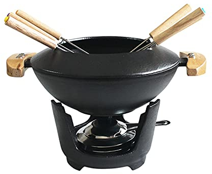 ChengBeautiful Olla De Fondue De Chocolate Fondue Fondue Chocolate Helado Helado Chocolate Postre Hot Pot Melting Pot Fondue Set (Color : Black, Size : 21X18cm)