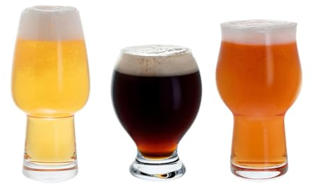 Dartington Crystal Three Cheers for Beers, Set of 3 | Three Cheers for Beers | Ale 160mm 50cl | Dark & Strong 134mm 50cl | Lager 180mm 40cl | Gift