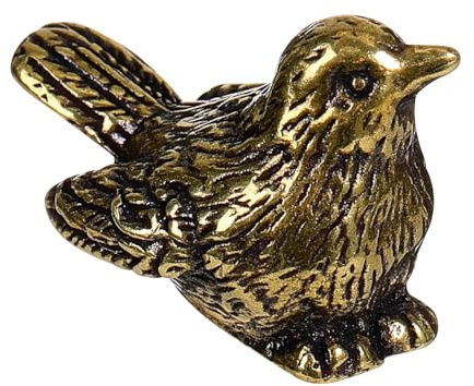Veemoon Eingangstischdekor Mini Vogel Figur Spatz Statue Vintage Fengshui Messing Tier Figur Kleiner Garten Statue Mikro Landschaft Orament Tea Haustiere Messingvogelfigur