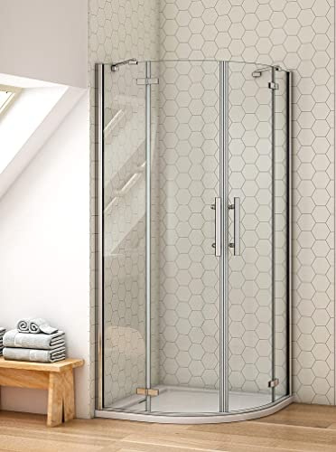 Aica Sanitär Duschkabine 80x80cm Viertelkreis Runddusche Duschabtrennung Dusche mit Duschtasse
