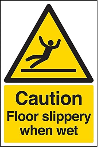 Warning General - Caution Floor Slippery When Wet - Cartello di sicurezza restickable 200 x 300 mm