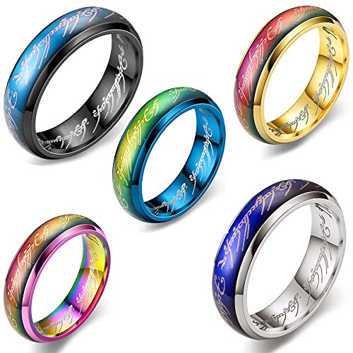 EUMENIDES Bague à changement de couleur d'humeur pour homme et femme, bague romane tendance pour les amoureux en acier titane