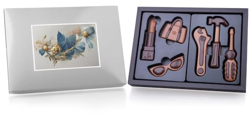 ChocoPostcard Midi - Frauenset und Werkzeuge - Set mit sechs Schokoladenfiguren und Grußkarte | Schokolade | Geschenkidee | Eltern | Paar | Großeltern | Jubiläum | Jahrestag | Hochzeit | Hochzeitstag