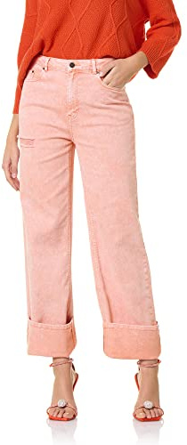 Goldenpoint Straight Acid Washed Leggings för kvinnor, Röd, M