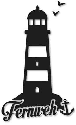 Generisch Leuchtturm Fernweh Aufkleber Sticker Moin Moin Anker Sylt Strand Küste 10x6cm Farbe: Schwarz