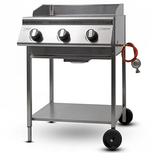 Schickling Gasgrill Henry L - Basic Premium BBQ Grillwagen komplett aus Edelstahl mit 3 Brennern – Made in Germany: 3-teiliger Grillrost, Fettschublade | Grillfläche: 55 x 33 cm
