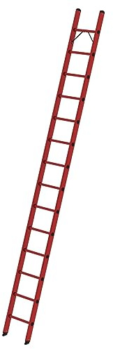 PROREGAL Sprossen-Anlegeleiter GFK ohne Traverse | 14-Sprossen | Leiter, Teleskopleiter, Trittleiter, Bockleiter, Sprossen-Doppelleiter