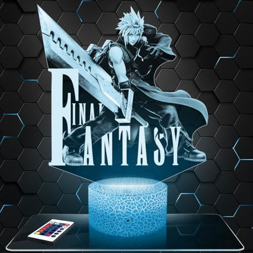 Lampephoto.fr - Lampe F. Fantasy 3D Nachtlicht Videospiele | Made in France, Sockel wählbar, dimmbar, Batterie/USB, HD-Lasergravur, Geschenk für Gamer & Geeks