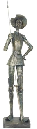 BY SIGRIS Origen Home Decor Figura Don Quijote Bronce | Figura de Sobremesa Plateado - 57x14x11cm