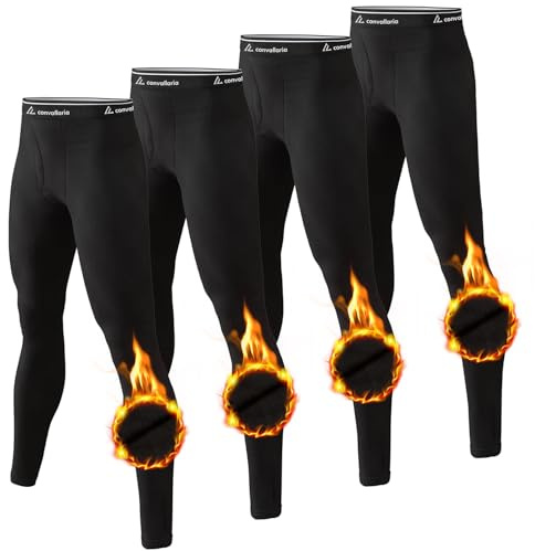 CL convallaria Thermo Unterhose Herren Lange Unterhosen Männer Innenfleece Thermounterwäsche Open Fly Funktionsunterwäsche Skiunterwäsche für Winter