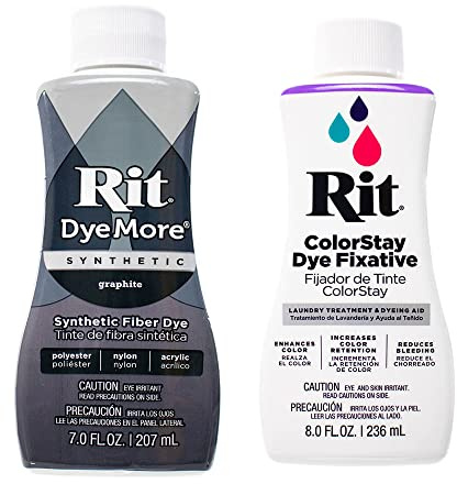 Rit DyeMore Synthetische Flüssigfaserfarbe für Kleidung, Dekoration und Handwerk, Graphit mit Farbfixiermittel, 207 ml