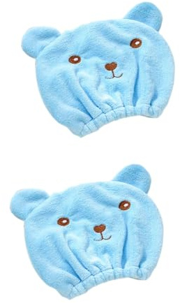 FRCOLOR 2stücke Tierischer Cartoon-trockenhaube Für Erwachsene Und Junge Mädchen Elastische Badekappe Zum Schnellen Trocknen Von Haaren Für Bad Sport Und Reisen Blau