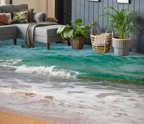 Benutzerdefinierte Boden Wasserdichte Stereo-Aufkleber 3D Grünes Meer 3D-Bodenfliesen Aufkleber Bodenbelag Tapete Wandbild PVC Wasserdicht selbstklebende Tapete Wohnkultur,150 * 105cm