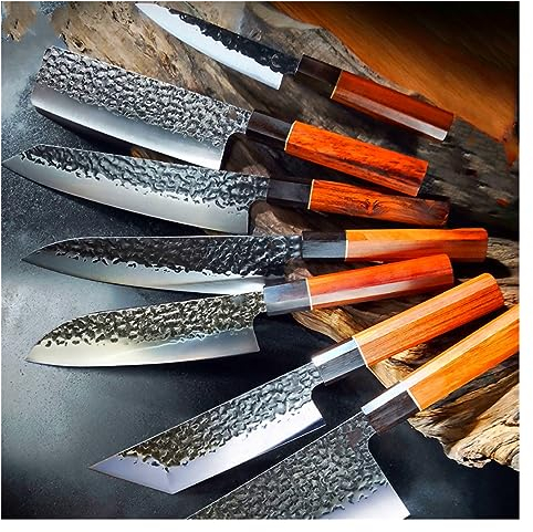 FBITE Couteau de Chef japonais 90Cr18MoV, couteau à Sushi for saumon, trancheur for fileter le poisson, tranchage brut, ensemble de couteaux Santoku