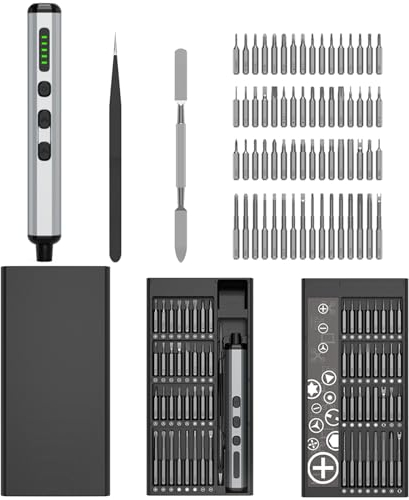 Mini cacciavite elettrico, cacciavite di precisione, strumento di riparazione, 68 in 1 con 68 punte magnetiche, 0.12 Nm a 0.35 Nm5/32 pollici Hex per iPhone, Laptop, Watch