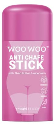 WooWoo Anti-Scheuer-Balsam-Stick mit Aloe Vera und Sheabutter, 50 ml, tierversuchs- und parabenfrei, gegen Scheuern, Oberschenkelrettung, Anti-Reibungs-Gleitcreme