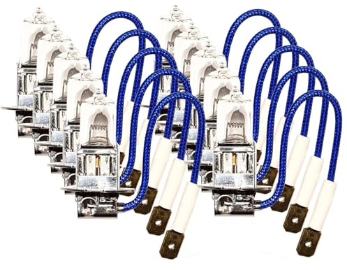 Nanologic Halogen Auto Lampen H3, 12V 8500K H3 / PK22s 55W Halogen Scheinwerferlampen Birnen Lampe Abblendlicht Nebelscheinwerfer Fernlicht Kurvenlicht - 10 Stück