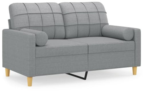 HETFTJN Lounge Sofa Schlafsessel Camping Sofa Couch - 2-Sitzer-Sofa mit Zierkissen Hellgrau 120 cm Stoff für Büro Relaxationsraum Sitzzimmer Schlafzimmer