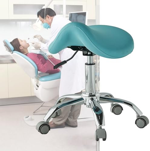 Hygienist Medical Wheels Sattelhocker, 49–64 cm, hydraulischer Salonstuhl für Zahnarzt, leicht gleitender Rollhocker, ergonomisches Design