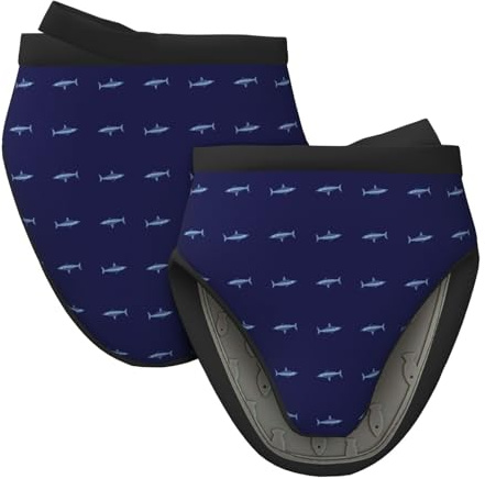 Mini guanti da forno in silicone, motivo squalo blu navy, resistenti al calore, presine per cucina e cottura, guanti da forno carini, 2 pezzi