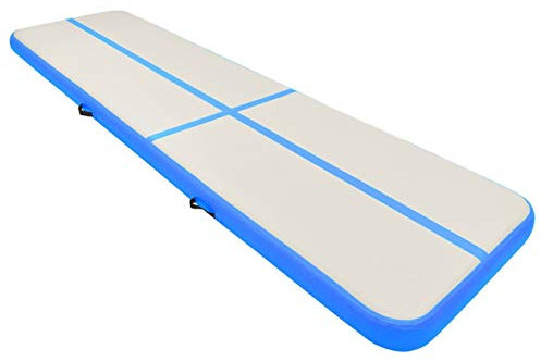 qohoio Inflatable Gymnastics Mat with Pump 700x100x20 cm PVC Blue-inflatable Gymnastics Tumble Track Gym Mat for Home Use,Training,Cheerleading,Yoga,Water Fun