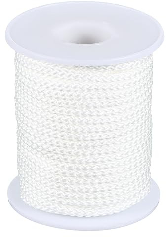PATIKIL Cuerda de nailon de 3 mm x 15 m para pulseras, cuerda de nailon trenzada, hilo de nailon para campanillas de viento, collares, persianas, manualidades, joyería, color blanco