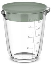 Mepal - Jarra medidora de vidrio con tapa Chef it - Medidas grabadas de fácil lectura - Apto para microondas y horno, sin tapa - Apto para lavavajillas - 500 ml - Nordic sage