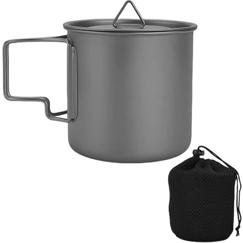 スイムリー Vaso de metal ligero con asa plegable, camping, picnics, vasos de agua, vajilla, utensilios de picnic, taza de agua al aire libre