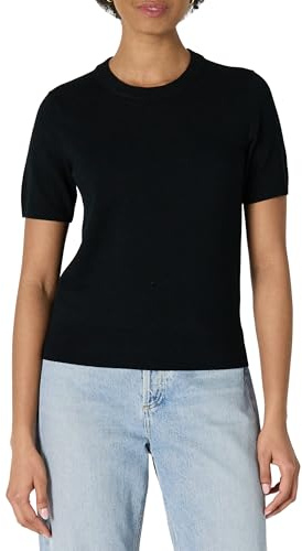 Amazon Essentials Jersey de Manga Corta y Corte Recto Mujer, Negro, XL