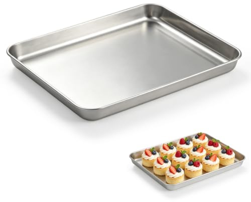 Brödbricka i rostfritt stål, rektangulär grillplåt med förtjockad grillbricka för ugnsbakning, grill och rostning (stor)